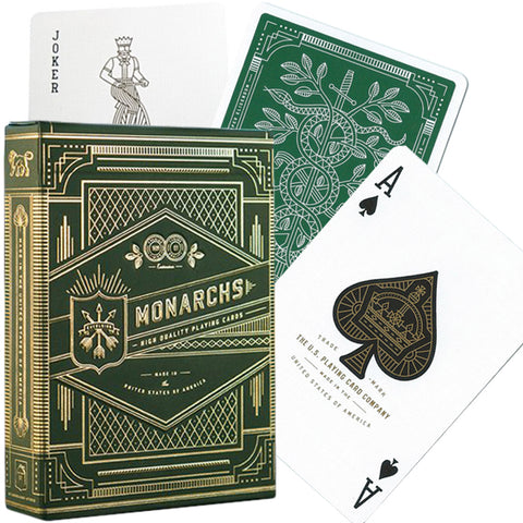 Monarchs Green Playing Cards Deck Theory 11 Magic Games Green & Gold
