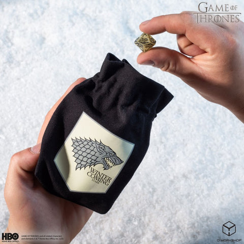 Game of Thrones House Stark Dice Pouch by Q-Workshop, Black Cotton Drawstring