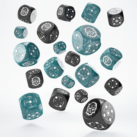 Crosshairs Compact D6 Dice Set Stormy & Black Rpg Dices Q-Workshop Stca04