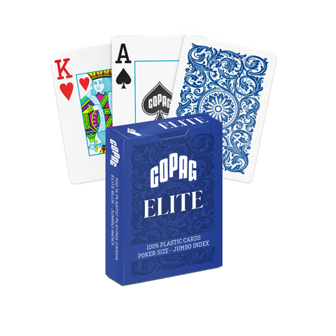 Copag 1546 Elite 100% Plastic Playing Cards Jumbo Index Poker Size Blue Deck