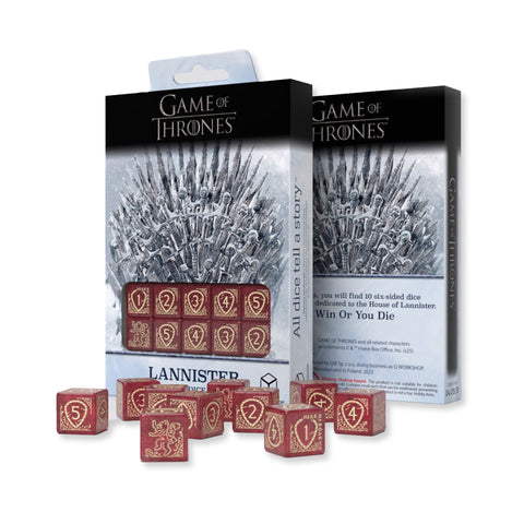Game of Thrones Lannister Dice Set 10x D6 Red Gold - Q-Workshop Licensed
