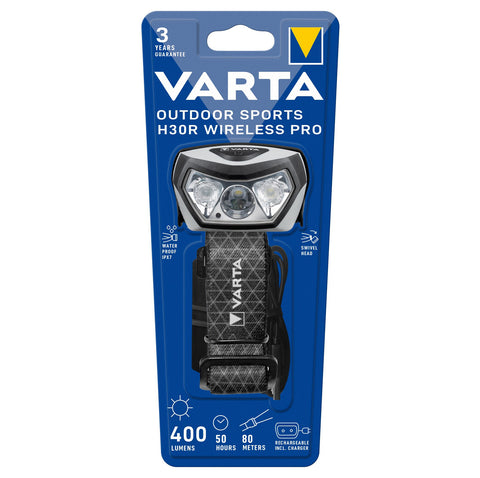 Varta Outdoor Sports H30R Wireless Pro 18650 Headlight 400 Lumens With USb NEW
