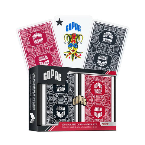 Copag Wsop Jumbo Index Double Plastic Playing Cards Poker Size Black And Red NEW