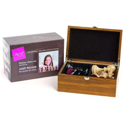 Judit Polgar Deluxe Wooden Chess Pieces in Box Set DGT
