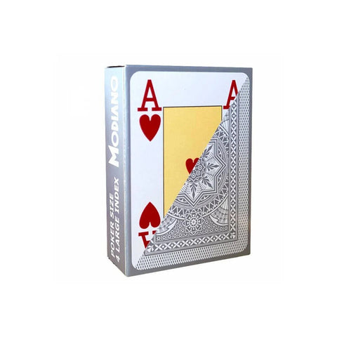 Modiano Poker Playing Cards Deck 4 Jumbo Index Large Grey Plastic Italy NEW