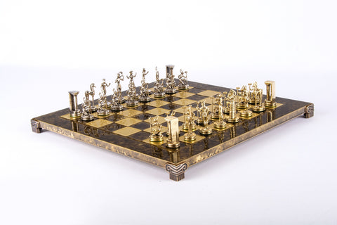 Minoan Warrior Chess Set Gold & Silver Chessmen Board 36Cm Manopoulos S8Bro
