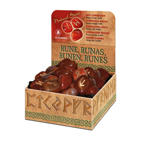 Red Carnelian Runes Natural Stone Esoteric Meditation With Bag Lo Scarabeo NEW