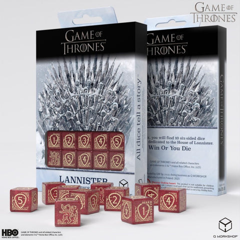 Game of Thrones Lannister Dice Set 10x D6 Red Gold - Q-Workshop Licensed