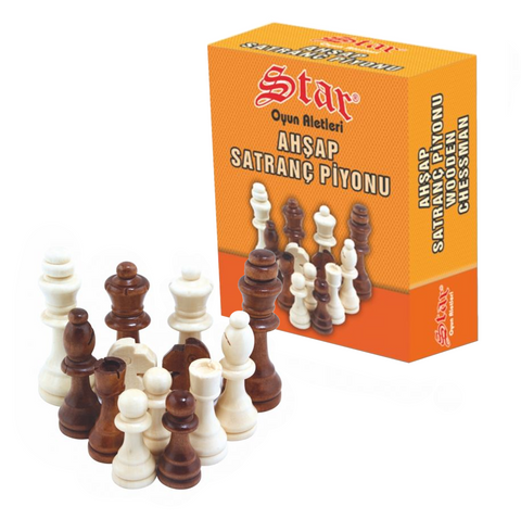 Wooden Chessmen No.3 32 Pieces Chess Pawn Original By Star 1050248