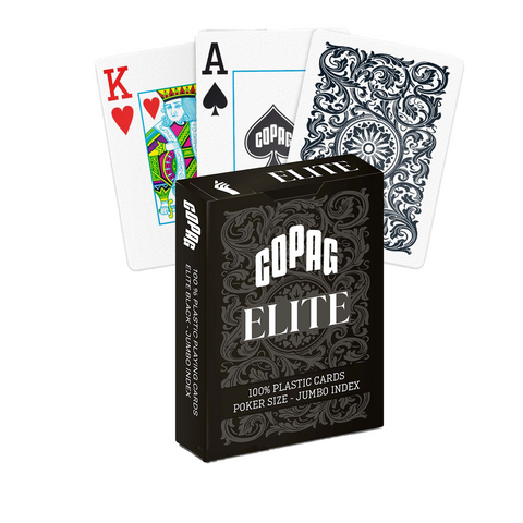 Copag 1546 Elite 100% Plastic Playing Cards Jumbo Index Poker Size Black Deck