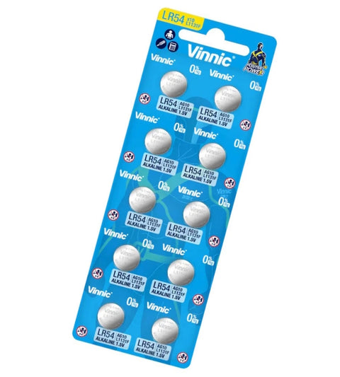 10 Vinnic 1131F Lr54 Ag10 Alkaline Batteries 1.5V Watch No Mercury 2028 NEW