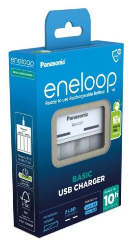 Panasonic Eneloop USb Basic Charger Bq-Cc61 For Aa Aaa Batteries Cable NEW