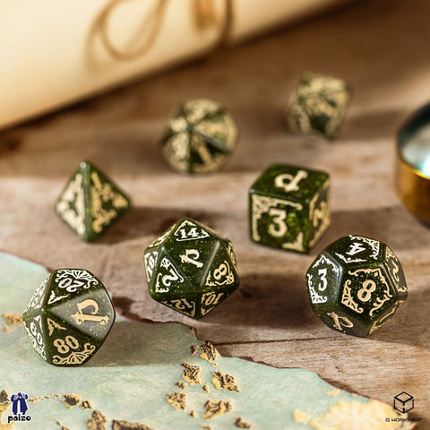 Pathfinder Dice Set Arcadia Green & Beige Role Playing Games Q-Workshop Spat30