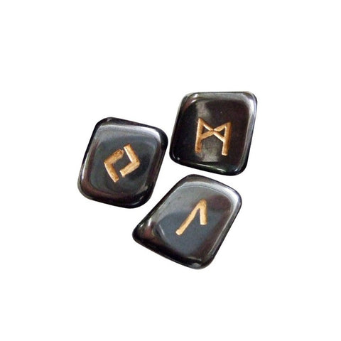 Hematite Runes Natural Stone Meditation Esoteric With Bag Lo Scarabeo NEW
