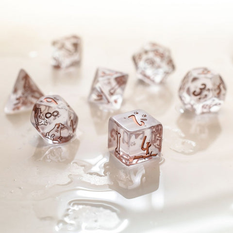 Dogs Dice Set: Bubbles Rpg Dice Polyhedrons Translucent Copper Q-Workshop Sdog04