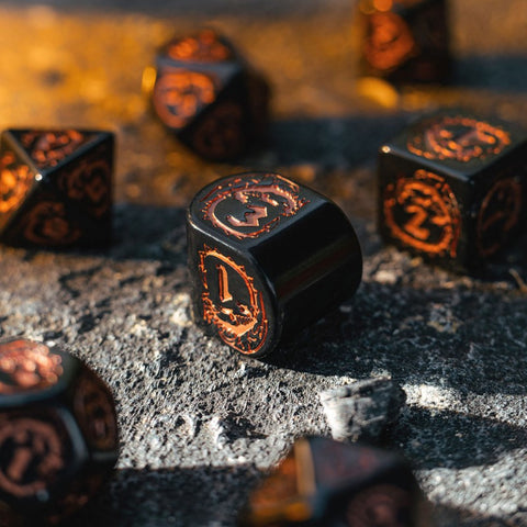 Dragons Rpg Dice Set Black And Copper Role Games Q-Workshop Dnd Modern D4 NEW