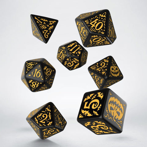 Halloween Pumpkin Dice Set Black Glow In The Dark Role Games Q-Workshop Dnd NEW