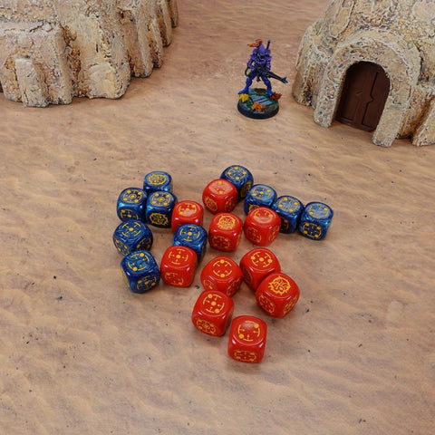 Crosshairs Compact D6 Dice Set Cobalt & Red Rpg Dices Q-Workshop STCA01