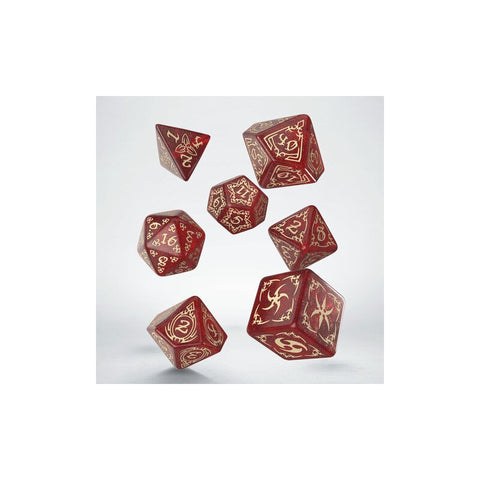Q-Workshop Tribal Dice Set Red/Beige 7-Die Polyhedral RPG D&D Anne Stokes