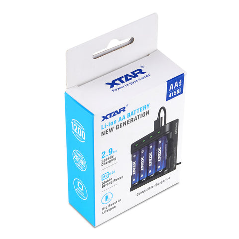 Xtar L4 Battery Charger With 4Xaa Batteries 2500Mah 1.5V For Li-Ion & Ni-Mh