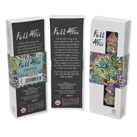Q-Workshop Graffiti Full Art 7-Die RPG Polyhedral Dice Set, Multicolor DND