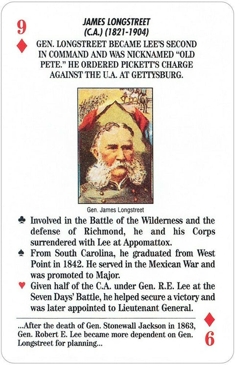 Famous Generals Of The Civil War Playing Cards Deck US Games Systems Magic NEW