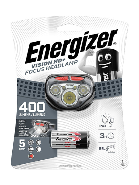 Energizer Vision Hd+ Focus Headlamp 400 Lumens Grey 3 Aaa Batteries Led NEW
