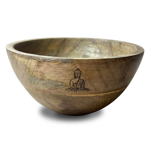 Wooden Smudge and Ritual Offerings Bowl - Buddha Ancient Wisdom (14x7)