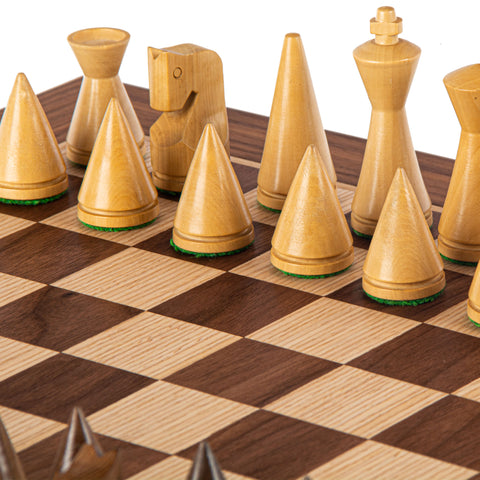 Wooden Chess Set Modern Style Chessmen Walnut Board 40Cm Manopoulos Sw4040K