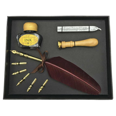 Calligraphic Ritual Set Lo Scarabeo Sealing Wax One Seal Feather Nibs Ink NEW
