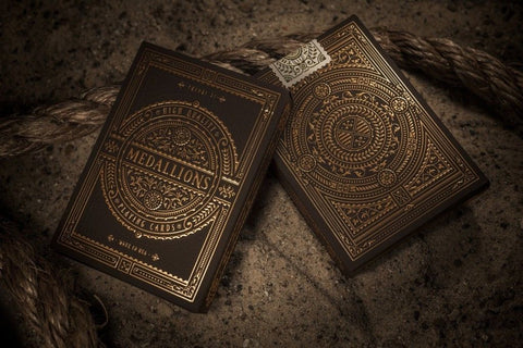 Medallions Theory 11 Playing Cards Deck Brown Gold Magic Tricks Sealed USA