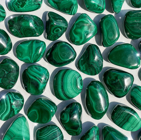 24 Large Tumble Stones - Malachite Grade Sa Gemstones Ancient Wisdom NEW