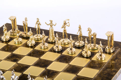 Minoan Warrior Chess Set Gold & Silver Chessmen Board 36Cm Manopoulos S8Bro