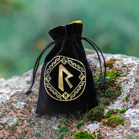 RUNIC DICE BAG VELOUR BLACK GOLD ROLEPLAYING GAMES Q-WORKSHOP RPG DND POUCH NEW