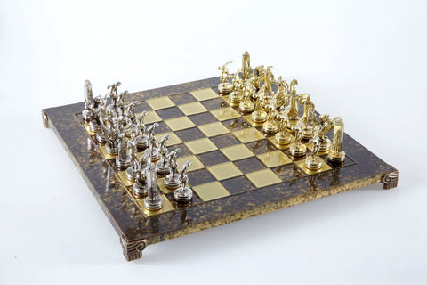 Discus Thrower Chess Set Gold & Silver Chessmen Board 36Cm Manopoulos S7Bro