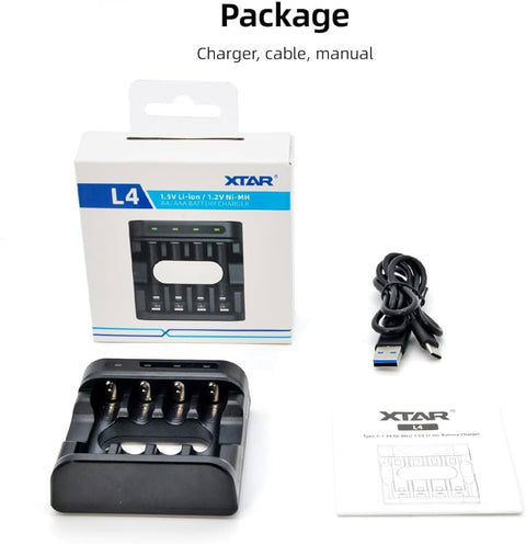 Xtar L4 Battery Charger For Aa/Aaa Lithium & Nimh Batteries Smart Charging