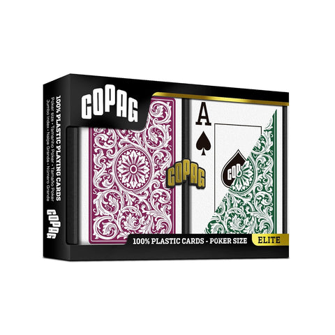 Copag Elite 1546 Poker Size Cards Jumbo Index Burgundy/Green Double Deck 601-7