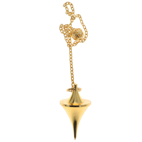 Deluxe Gold Cone Pendulum Lo Scarabeo Golden Metal Divination Dowsing NEW