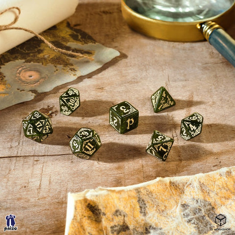 Pathfinder Dice Set Arcadia Green & Beige Role Playing Games Q-Workshop Spat30