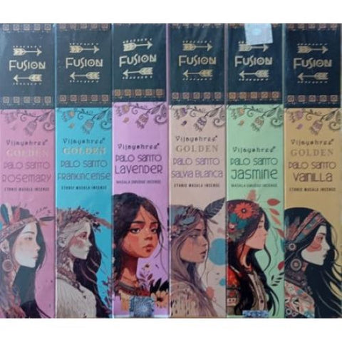 Vijayshree Golden Fusion Palo Santo & Rosemary Incense Sticks, 15g, Hand-Rolled