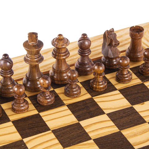 Wooden Chess Set Staunton Chessmen Olive Burl Board 50Cm Manopoulos Sw43B50H