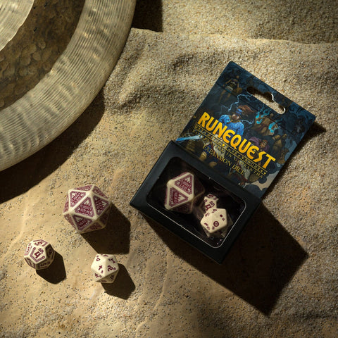Runequest Expansion Dice Set Beige And Burgundy Rpg Playing Games Q-Workshop NEW