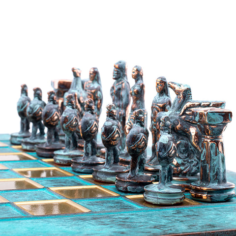 Spartan Warrior Metal Chess Set With 28cm Chessboard Manopoulos