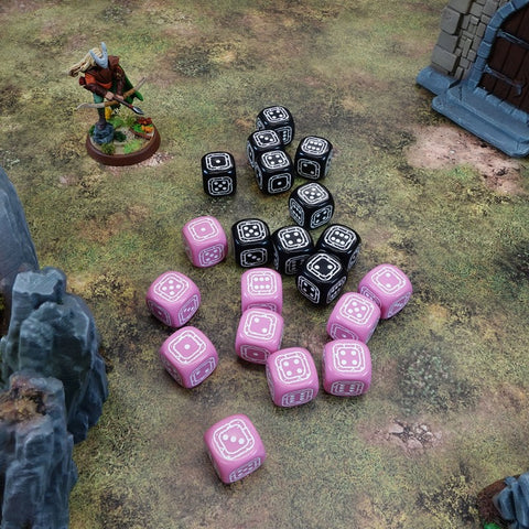 Fortress Compact D6 Dice Set Black & Pink Role Playing Games Q-Workshop Stcb05