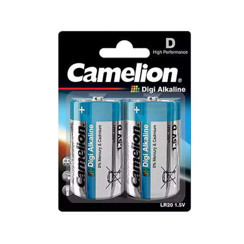 2 Camelion D Digi Alkaline Batteries Lr20 Am1 Mn1300 E95 1.5V 2Bl NEW