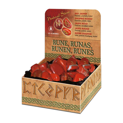 Red Jasper Runes Natural Stone Meditation Esoteric With Bag Lo Scarabeo NEW
