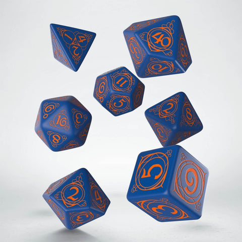 Wizard Dice Set Rpg Role Playing Games Q-Workshop Navy Blue & Orange Dnd D&D NEW