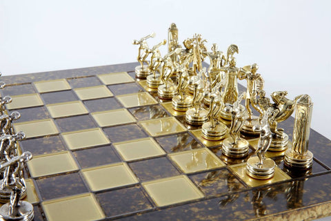 Discus Thrower Chess Set Gold & Silver Chessmen Board 36Cm Manopoulos S7Bro