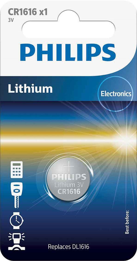 Philips Cr1616 Lithium Battery 3V Cell Coin Button Dl1616 1Bl Exp 2028 NEW