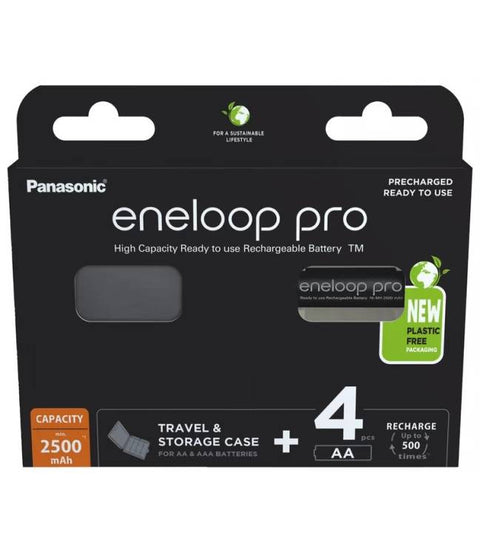Panasonic Eneloop Pro rechargeable AA 2500mAh 4BL batteries 4 pcs. and storage case